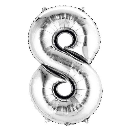 Number 8 Foil Balloon 42 inch, Silver
