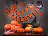 Baner Happy Halloween napis, pomarańczowy, 13 x 210 cm