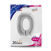 Balon Foliowy Cyfra 0, Srebrna, 66 cm Grabo