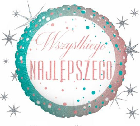 Balon Foliowy Wszystkiego Najlepszego Holo, 46 cm