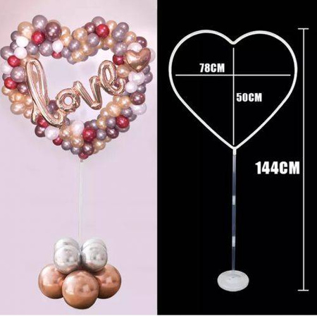 Stojak SERCE do dekoracji balonowej, 144 cm