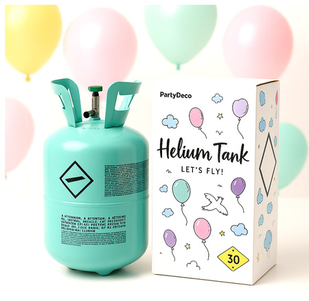 Butla z helem turkusowa, na 30 balonów