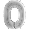 Balon foliowy Cyfra 0 Srebrna - 102 cm Grabo