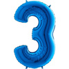 Balon Foliowy Cyfra 3 Niebieska - 102 cm Grabo