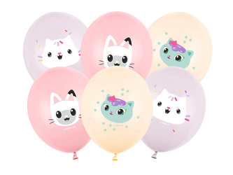 Balony lateksowe Strong Koci Domek Gabi Pastelowe Mix 30 cm 6 szt