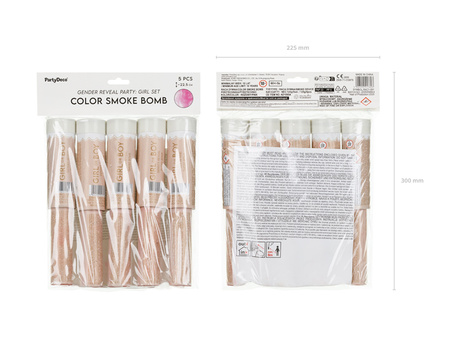 Raca dymna It's a Girl różowa 22,5cm 5 sztuk