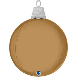 Balon foliowy, Bombka, brąz, złota, szampańska 4D, kula, 53 cm