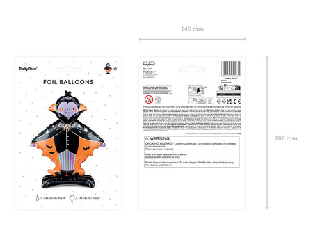 Stojący balon foliowy Dracula, Halloween, 64x81 cm