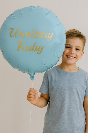Balon foliowy okrągły, niebieski, Dowolny napis