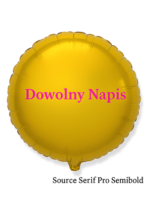 Balon foliowy okrągły, złoty, Dowolny napis