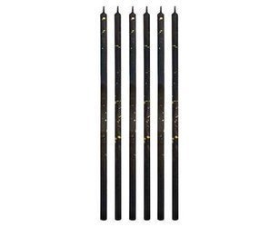 Świeczki urodzinowe czarno złote, 16,5 cm, 6 szt.
