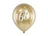 Balony Glossy 60 urodziny, Złoty chrom, 30cm, 6 szt.