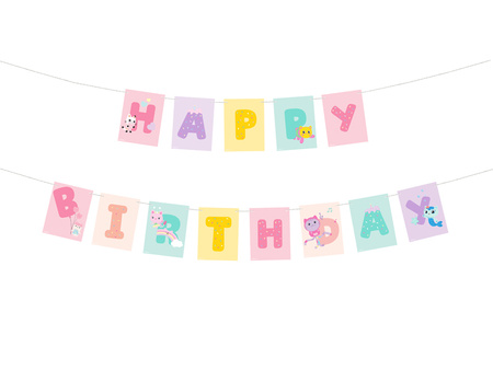 Baner Happy Birthday Koci Domek Gabi 180 x 15 cm