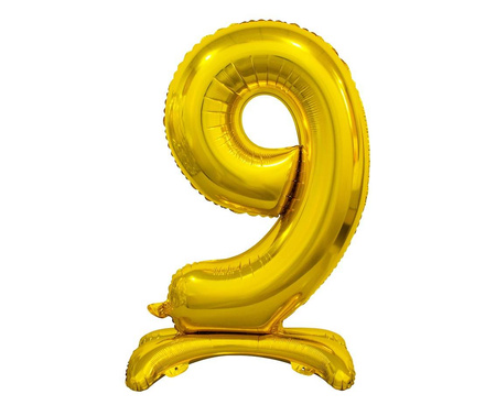 Balon foliowy, stojąca cyfra 9, złota, 74 cm