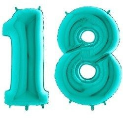 Balony Foliowe Cyfry 18 Urodziny, Tiffany 102cm GRABO, Zestaw na Osiemnastkę