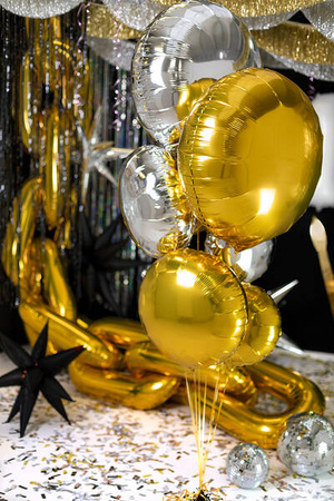 Balon foliowy okrągły Pastylka, srebrny, 45 cm
