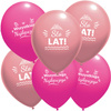 Balony lateksowe urodzinowe Sto Lat, różowe 30cm, 50 szt.