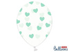Balony Transparentne w Miętowe Serduszka, Crystal Clear 30cm (1 op. / 6 szt.)
