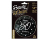 Balon foliowy Happy 50 Birthday, czarny srebrny nadruk, 46 cm