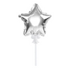 Balon foliowy, gwiazdka na patyczku, srebrna, 12,5 cm
