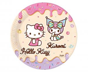 Talerzyki papierowe Hello Kitty i Kuromi 23 cm 8 szt.