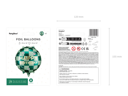 Balon foliowy Happy Birthday Piłki Zielony 35 cm