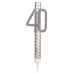 Fontanna na tort 40 urodziny, srebrna, 15cm