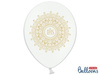 Balony lateksowe IHS na Komunię Świętą, 30cm, Białe Metaliczne (1 op. / 6 szt.)