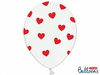 Balony 30cm, Czerwone Serduszka, Pastelowe białe, 6 szt.