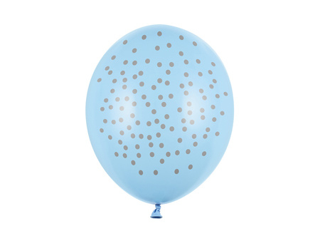 Balony Lateksowe, Jasnoniebieskie w Złote Kropki, 30cm (1 op. / 50 szt.)
