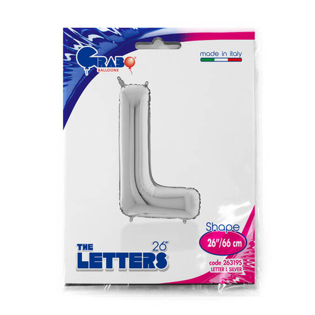 Balon foliowy Litera L, 66cm,Srebrna