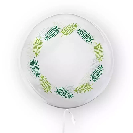 Balon przezroczysty Liście Boho, 45cm