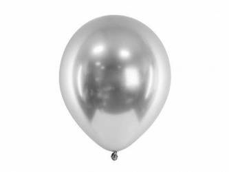 Balony lateksowe Glossy, Chrome, Srebrne, 30cm, 10 szt.