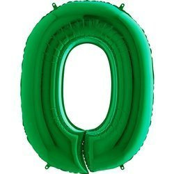 Balon foliowy Cyfra 0 Zielona - 102 cm Grabo