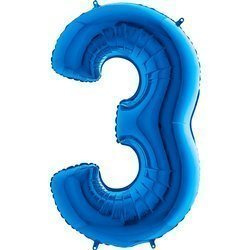 Balon Foliowy Cyfra 3 Niebieska - 102 cm Grabo
