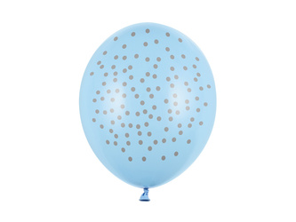 Balony Lateksowe, Jasnoniebieskie w Złote Kropki, 30cm (1 op. / 50 szt.)