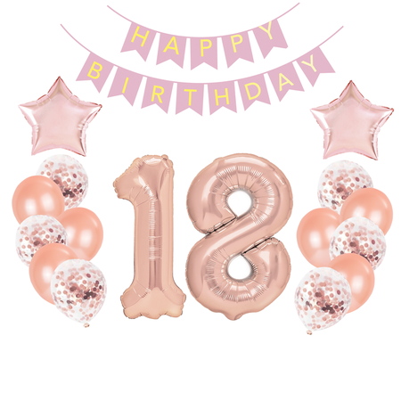 Zestaw balonów na 18 urodziny rose gold, 20 el.
