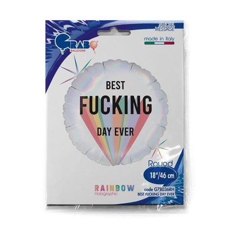 Balon Foliowy - Okrągły, Best Fucking Day Ever, 46 cm, Grabo