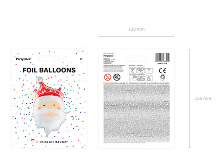 Balon foliowy Święty Mikołaj, 60 cm