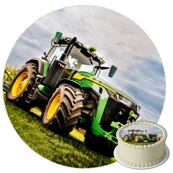 Opłatek na tort Traktor okrągły 20cm premium, wegański, bezglutenowy, wycięty