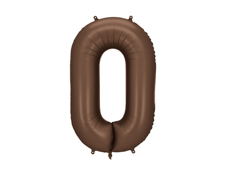 Balon foliowy Cyfra „0” – 86 cm, mocca, brązowy, satynowy