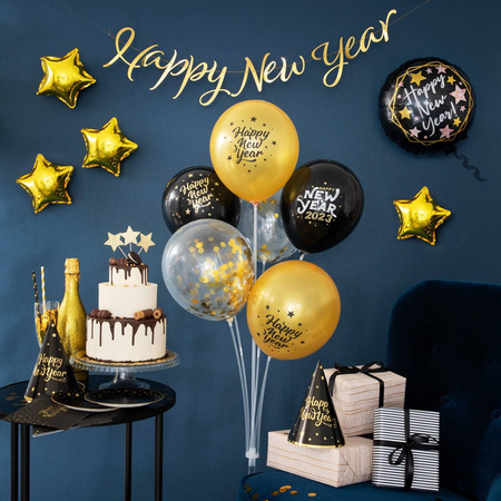 Balony lateksowe Happy New Year 30 cm, 6 szt