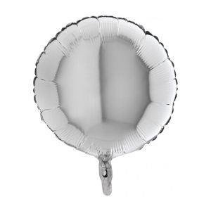 Balon foliowy, okrągły, srebrny, 46 cm, Grabo