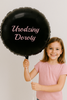 Balon foliowy okrągły, czarny, Dowolny napis