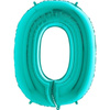 Balon Foliowy Cyfra 0 Tiffany, Miętowy - 102 cm Grabo