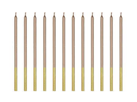 Świeczki urodzinowe gładkie, różowe złoto, 14 cm