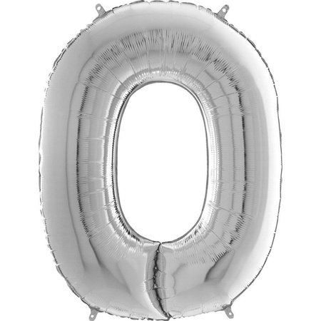 Balon foliowy Cyfra 0 Srebrna - 102 cm Grabo