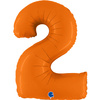 Balon Foliowy Cyfra 2, Matowa Pomarańczowa, 102cm Grabo