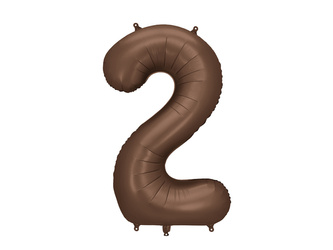 Balon foliowy Cyfra „2” – 86 cm, mocca, brązowy, satynowy