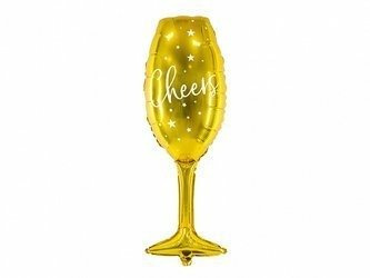 Balon Foliowy - Kieliszek Szampana Cheers, złoty, 28x80 cm